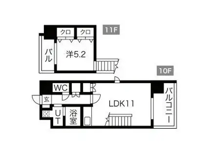 NEO JAPANESQUE出来町(1LDK/10階)の間取り写真