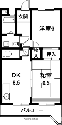 シャトー新(2DK/3階)の間取り写真