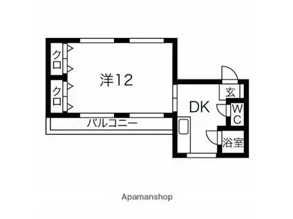パークサイド上野(1DK/4階)の間取り写真