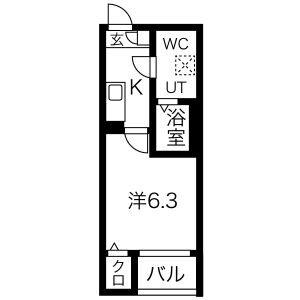 メイクスR矢田Ⅰ(1K/2階)の間取り写真