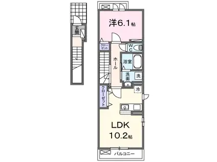 LUTAN 下戸(1LDK/2階)の間取り写真