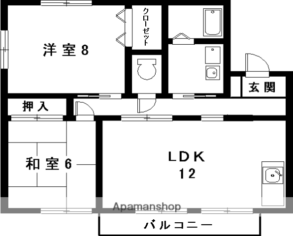 リヴェール歌里(2LDK/2階)の間取り写真