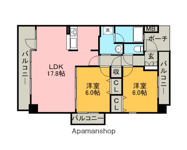 CHAYAGASAKA RISE(2LDK/5階)の間取り写真