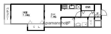 ARSA上飯田(1DK/2階)の間取り写真