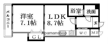 AZALEA鳥居松(1LDK/1階)の間取り写真