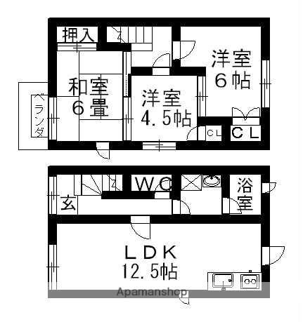 アンソフィー1号館(3LDK/1階)の間取り写真