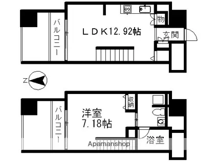 N.S.ZEAL泉(1LDK/10階)の間取り写真