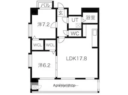 プロビデンス葵タワー(2LDK/13階)の間取り写真