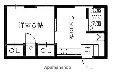コーポ加藤1号館(1DK/2階)の間取り写真