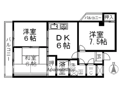 レジデンス泉(3DK/9階)の間取り写真