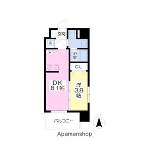 カレント茶屋が坂(1LDK/3階)の間取り写真