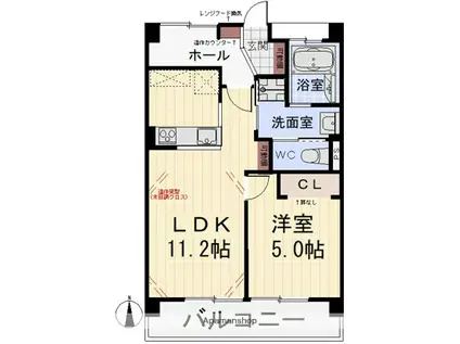 長谷川産業ビル(1LDK/2階)の間取り写真