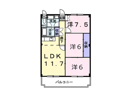 サンパレス鈴木(3LDK/3階)の間取り写真