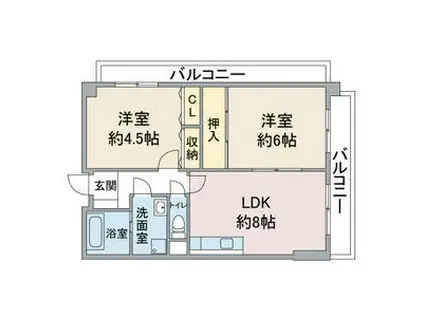 ヴェルドゥーレ一社(2LDK/2階)の間取り写真