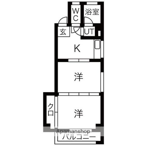 川西マンション(2K/2階)の間取り写真