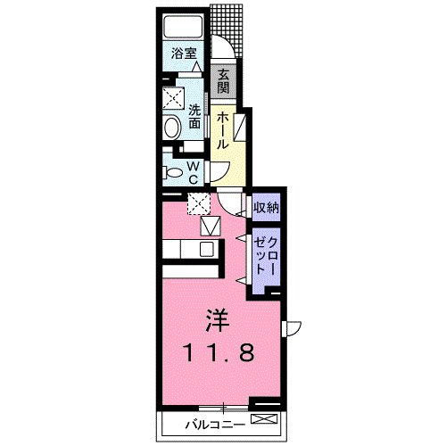 IXI Ⅱ(ワンルーム/1階)の間取り写真