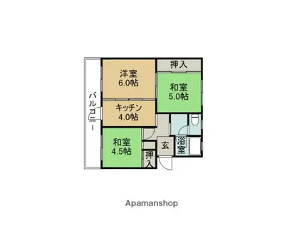東島マンション(3K/2階)の間取り写真