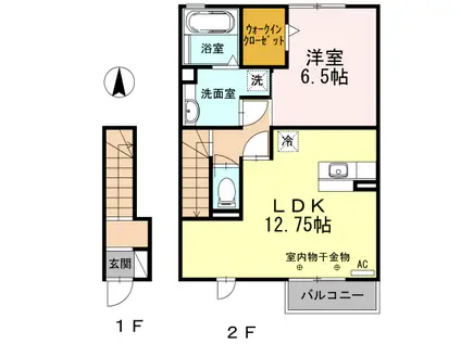 リバーオーク(1LDK/2階)の間取り写真