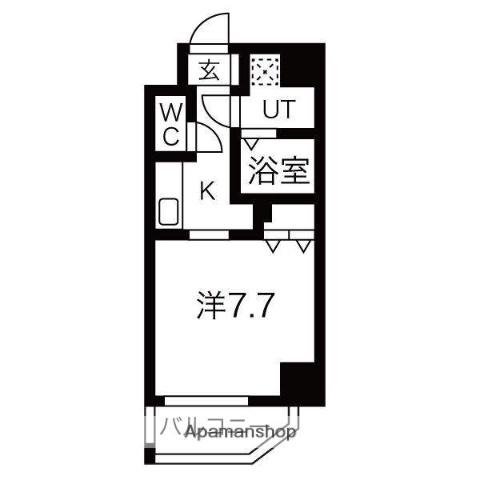 レジデンシア泉Ⅱ(1K/6階)の間取り写真