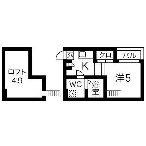 ハーモニーテラス千種Ⅳ(ワンルーム/2階)の間取り写真