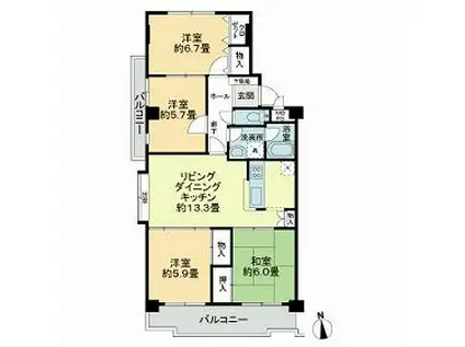 マンション上社アイリス(4LDK/4階)の間取り写真