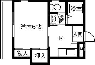 高蔵寺マンション(1K/4階)の間取り写真