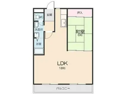 西里パークマンション(1LDK/2階)の間取り写真