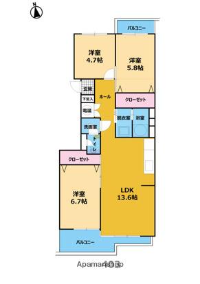OS・SKYマンション本郷(3LDK/4階)の間取り写真