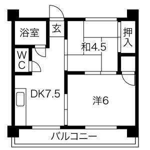 メゾンさくら(2DK/4階)の間取り写真