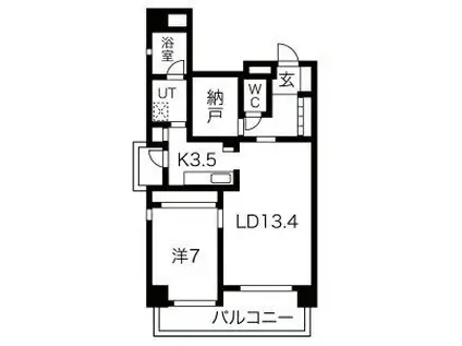 ソレイユ徳川(1SLDK/9階)の間取り写真