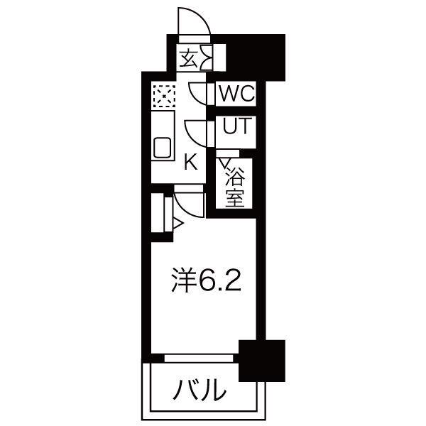 メイクスWアート今池Ⅲ(1K/14階)の間取り写真