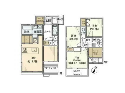 名古屋市名城線 八事駅 徒歩13分 2階建 築9年(3LDK)の間取り写真