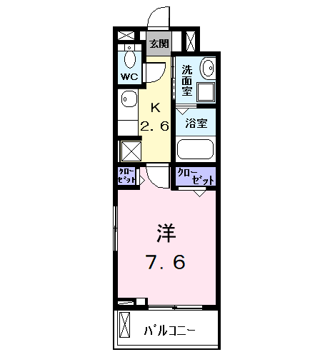 エスポワールⅡ(1K/3階)の間取り写真