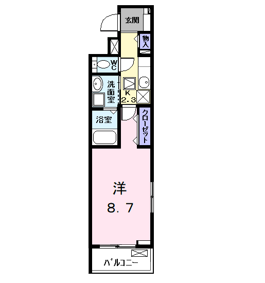 エスポワールⅡ(1K/1階)の間取り写真