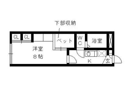 レオパレスひまわり(1K/1階)の間取り写真