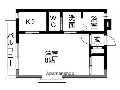 名鉄瀬戸線 三郷駅(愛知) 徒歩14分 3階建 築22年(1K/1階)の間取り写真