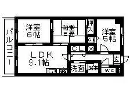 エスポワール丸新(3LDK/3階)の間取り写真