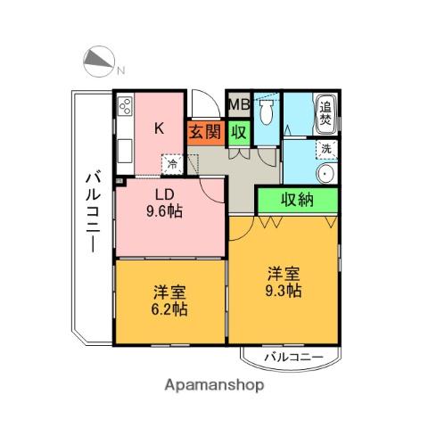 ドミール新知台(2LDK/1階)の間取り写真