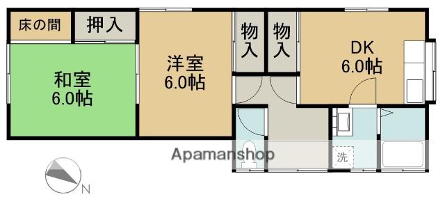 名鉄常滑線 古見駅(愛知) 徒歩7分 1階建 築40年(2DK)の間取り写真