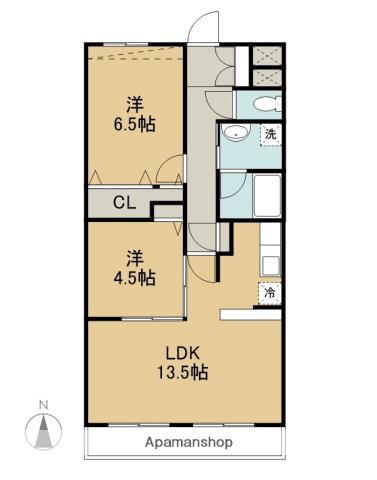 クリスタルスクエア(2LDK/2階)の間取り写真