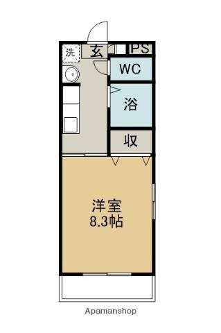 リベルテⅡ(1K/1階)の間取り写真