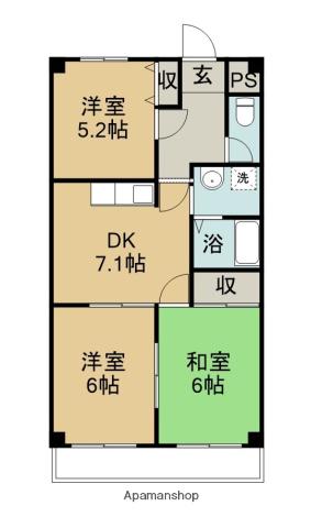 第2原マンション(3DK/3階)の間取り写真