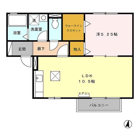 セジュール名和(1LDK/1階)の間取り写真