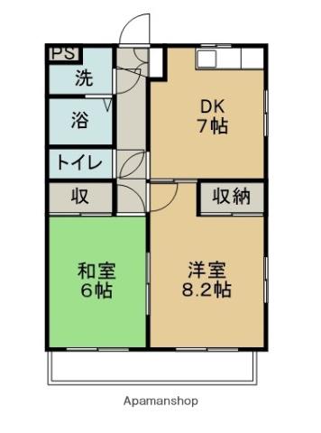 シードルハイツⅢ(2DK/2階)の間取り写真