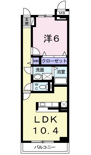 ヌーベルコリーヌⅡ(1LDK/1階)の間取り写真