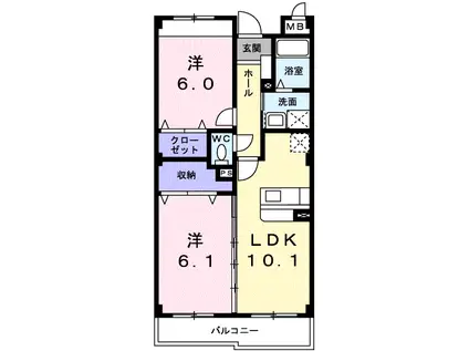 SUNSOLEIL21(2LDK/4階)の間取り写真