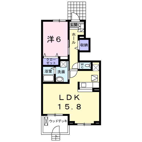 マーベラス新知台B棟(1LDK/1階)の間取り写真