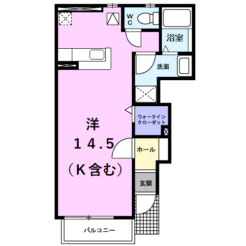 COTTONHILLS(ワンルーム/1階)の間取り写真