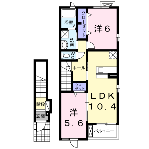 フリシュ ライツ(2LDK/2階)の間取り写真