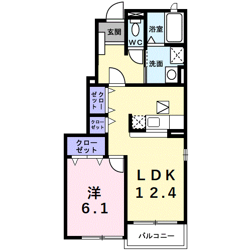 エアリーヒルⅠ(1LDK/1階)の間取り写真